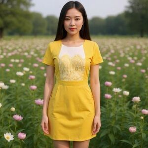 Ark & Co Open Back Yellow Dress with Pockets